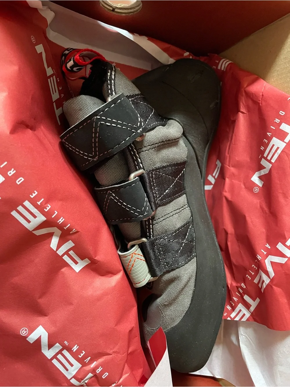 Five Ten Men's Rock Climbing Shoes in Black and Gray with Orange Accent-NWT